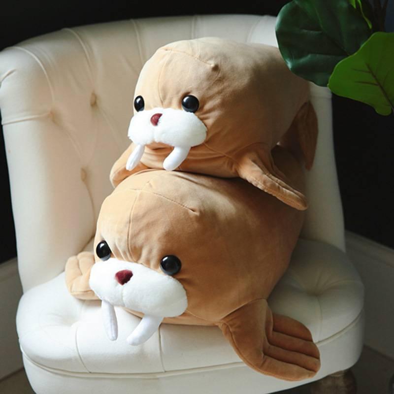 Soft Plush Stuffed Animal Walrus Pillow For Bedroom Or Office Decor