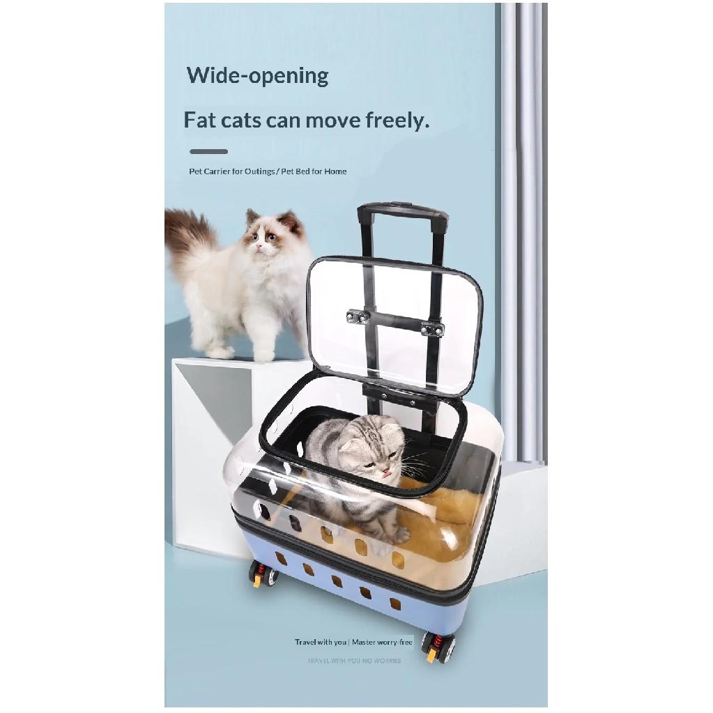 Dog Cat Transparent Bubble Carrier Airline Approved Hard Shell Portable Rolling Luggage Travel Case Dog Stroller Dog Car
