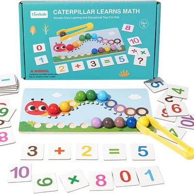 Holzclip-Perlen-Spielzeug Montessori Mathe-Operation Früherziehungsspielzeug Farbzuordnung Feinmotorik-Trainingsspiel für Vorschulkinder