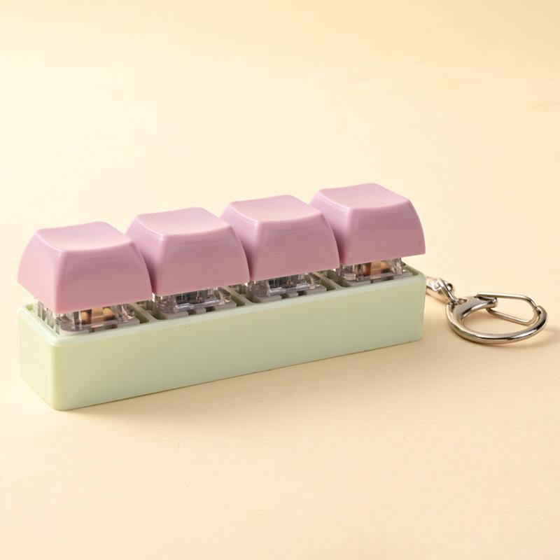 4 Keys Button Keycap Stress Relief Adult Fidget Toy Keychain 4 Keys Keyboard Fidget Gadgets Toys Diy Keyboard Keychain Toys