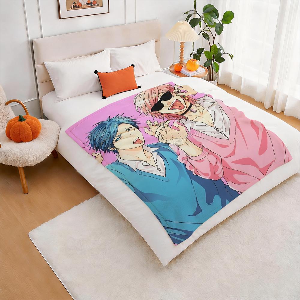 Anime y-Yarichin-Bitch Club Throw Lightweight 240g Flannel Blanket Soft Skin-friendly for Summer Cooling