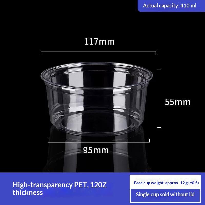 50Pcs 117 Caliber Pet Disposable Plastic Cup Clear Food Container With Lid For Dessert Fruit Snack Cold Drink Takeaway Packing