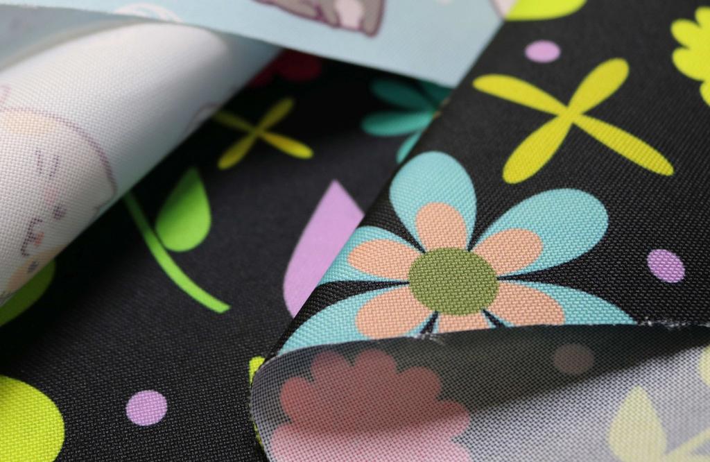 Outdoor Dekostoffe Oxford - Motiv Rosa Flamingo Auf Schwarzem