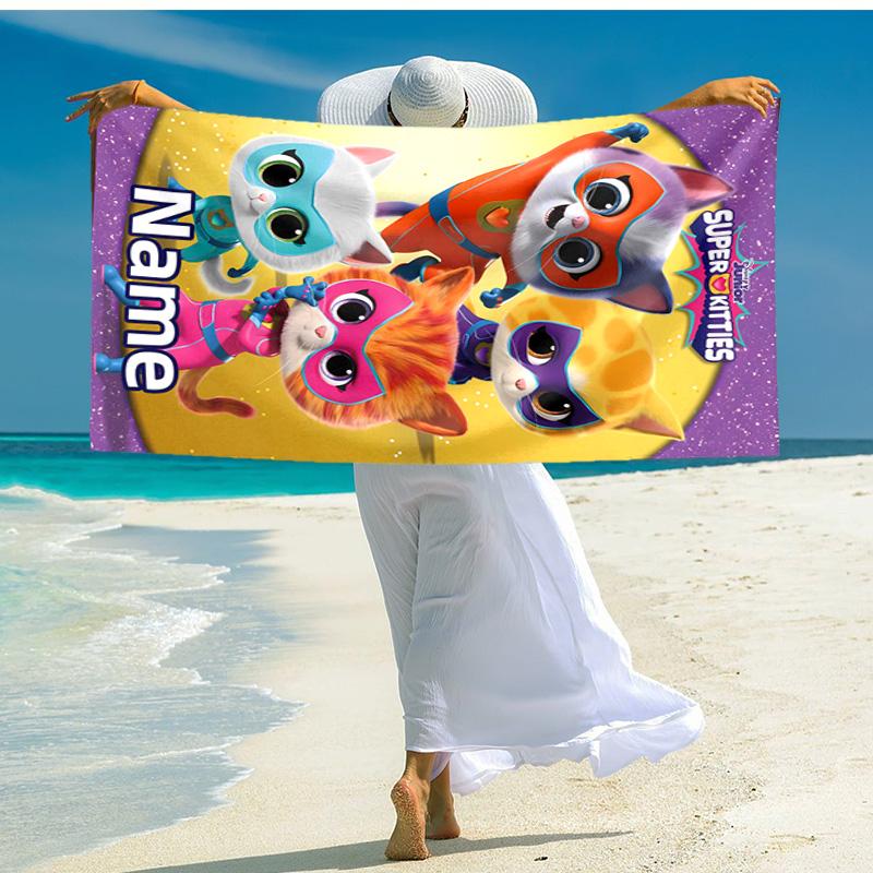 Personalized Customized Proof Beach Towel with SuperKitties Pattern - Soft, Absorbent,quick-drying,perfect Swimming,camping&bathing