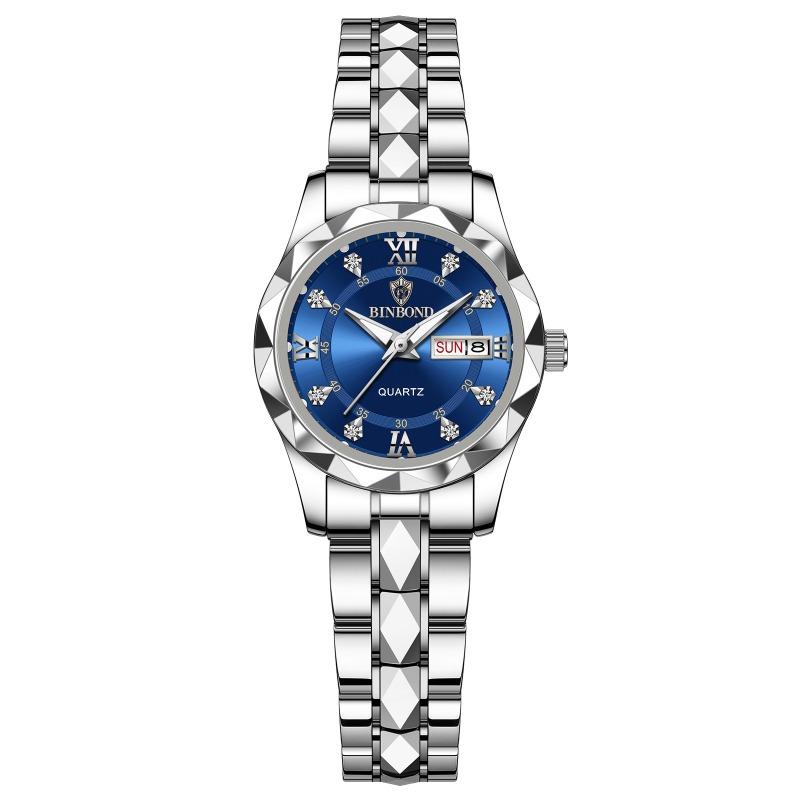 Herrenuhr Wasserdicht Leuchtende Uhr Rhombus Spitze Glas Doppelkalender Trend Freizeit Uhr Herren