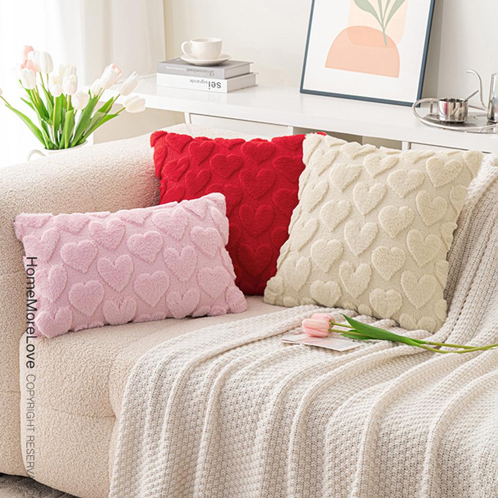 Valentinstag Liebe Plüsch Kissenbezug, Wohnzimmer Sofa, Herzförmiges Kissen, Kissenbezug