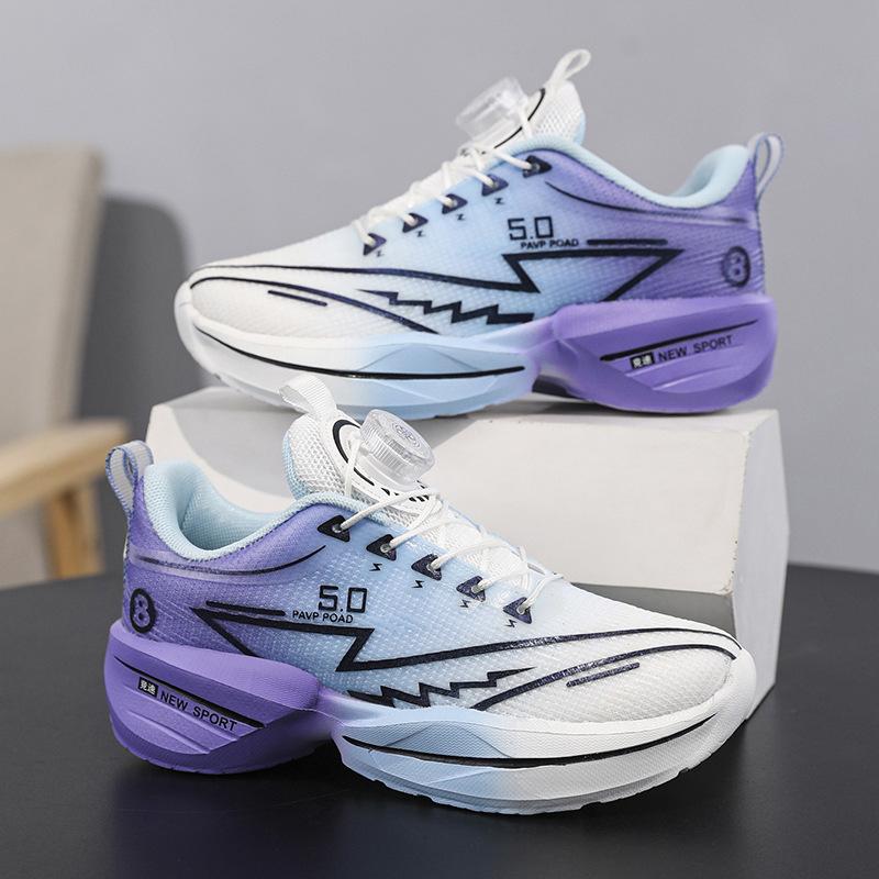 2025 summer new boys' shoes medium and older children's lightweight shock-absorbing sports shoes mesh breathable professional racing shoes