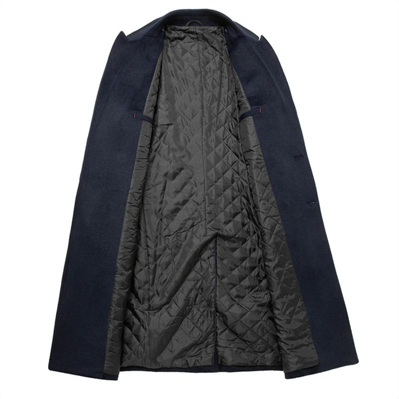 Autumn Winter Men's Wool Coats Double Breasted Business Casual Woolen Trench Men Long Outerwear