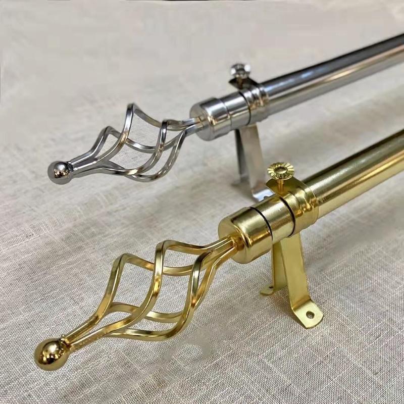 Extendable Metal Spiral Curtain Rod Set With Complete Accessories,Bracket Screws & Tox Thick 25/28Mm