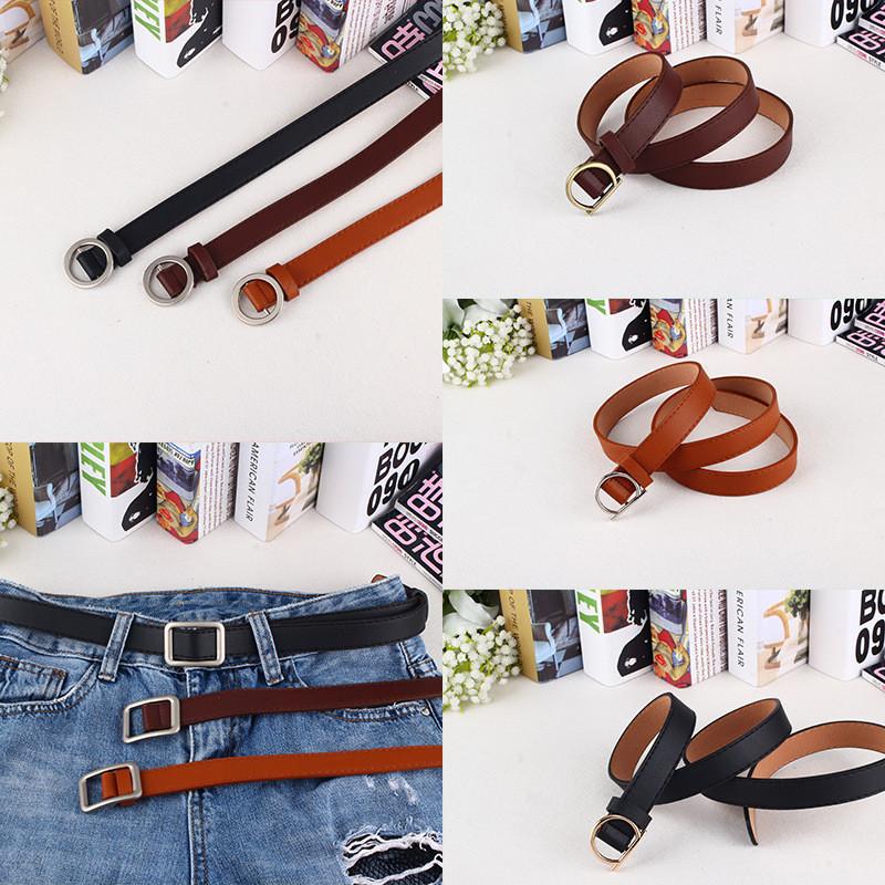 Simple Solid Color Metal Buckle Decor Women Waist Belt With No Punching Design