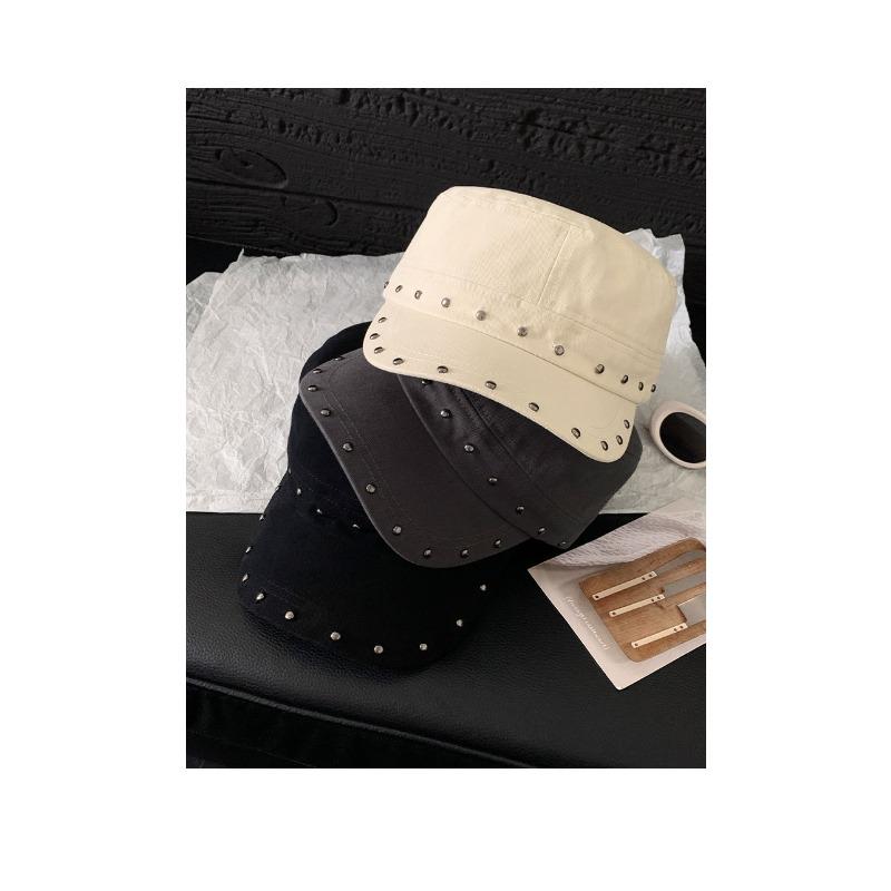 Women S Vintage Rivet Flat Top Equestrian Hat Summer Sun Protection Casual Hat