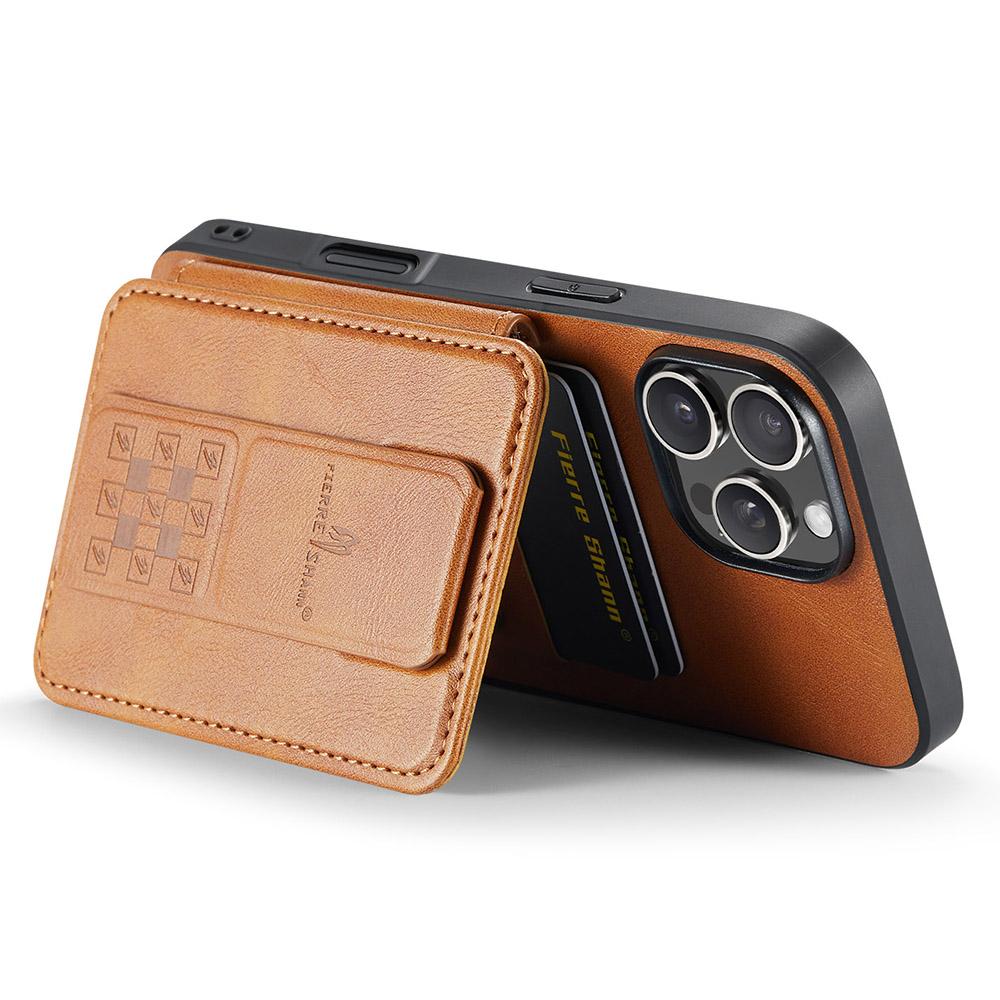 FIERRE SHANN 024 For iPhone 16 Pro Max Case Card Holder Kickstand Waxy Texture Leather+TPU Phone Cover