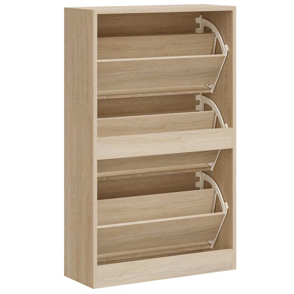 Shoe Cabinet in Sonoma Oak Finish 63 x 24 x 103 cm Particleboard