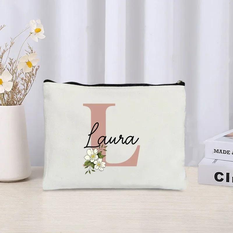 Personalized Makeup Bag Bride Gift Female Travel Organizer Canvas Side Bag Lipstick Eyebrow Pencil Box Wallet