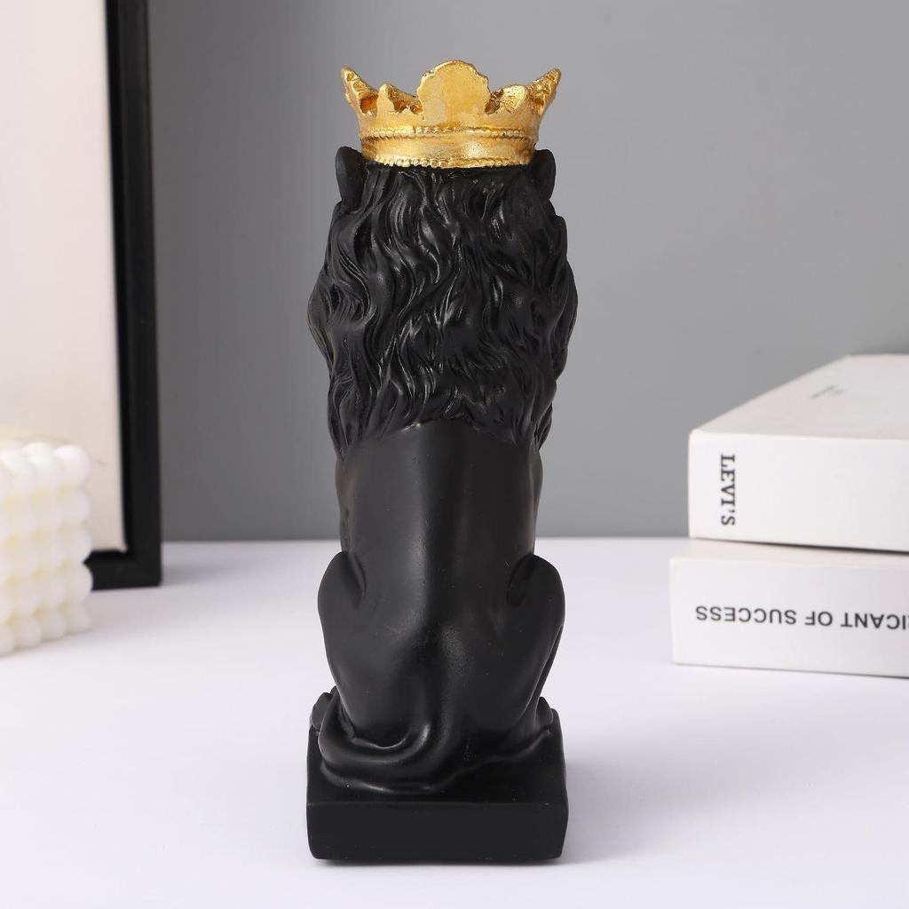 Decorative Crown Lion King Statue Showpiece Sculpture Animal Figurines