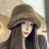 Mao Mao Hat Women's New Autumn and Winter Plush Bucket Hat Big Head Circumference Versatile Bucket Hat Basin Hat