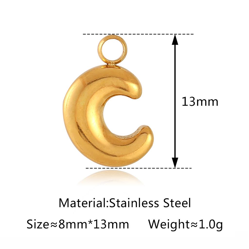 3Pcs Bubble Letter Charms Fadeless Gold Color PVD Plated Balloon Alphabet A-Z Pedant DIY Initial Necklaces Women Jewelry Making