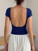 Women's clothing European and American style big halter short-sleeved women's basic summer U-shaped beautiful back bottoming shirt tight t-shirt