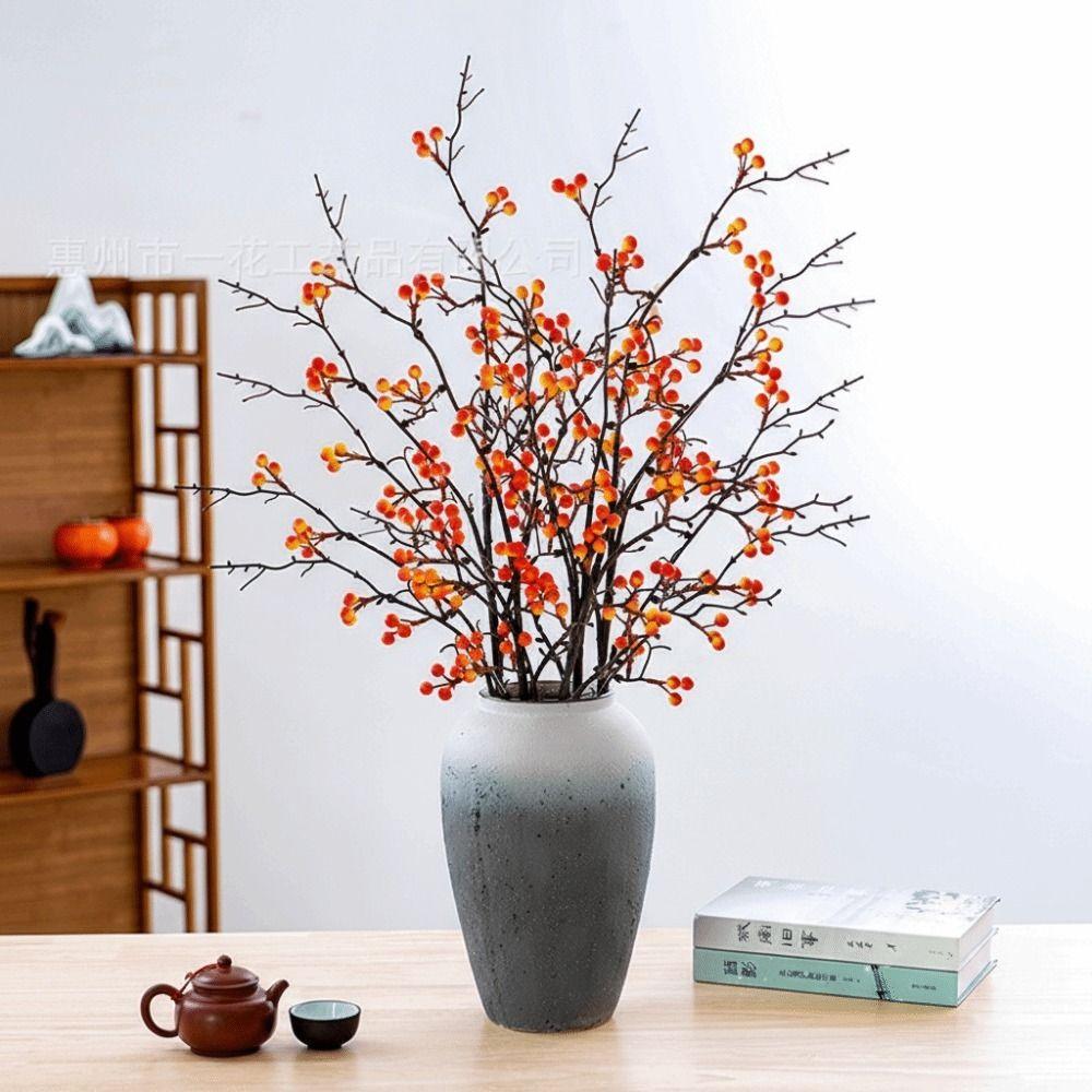85cm Length Artificial Holly Artificial Plants Little Red Fruit Red Berry Branch Berry Branch Festival Decor