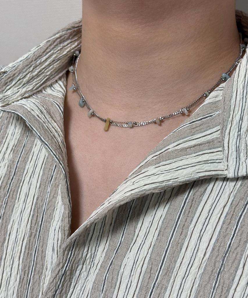 Monoflux Drift Stone Wave Double Chain Necklace
