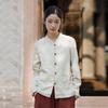 Women Chinese Style Shirts Tops Stand Long Sleeve Pockets Blouses Autumn Solid Color Shirts
