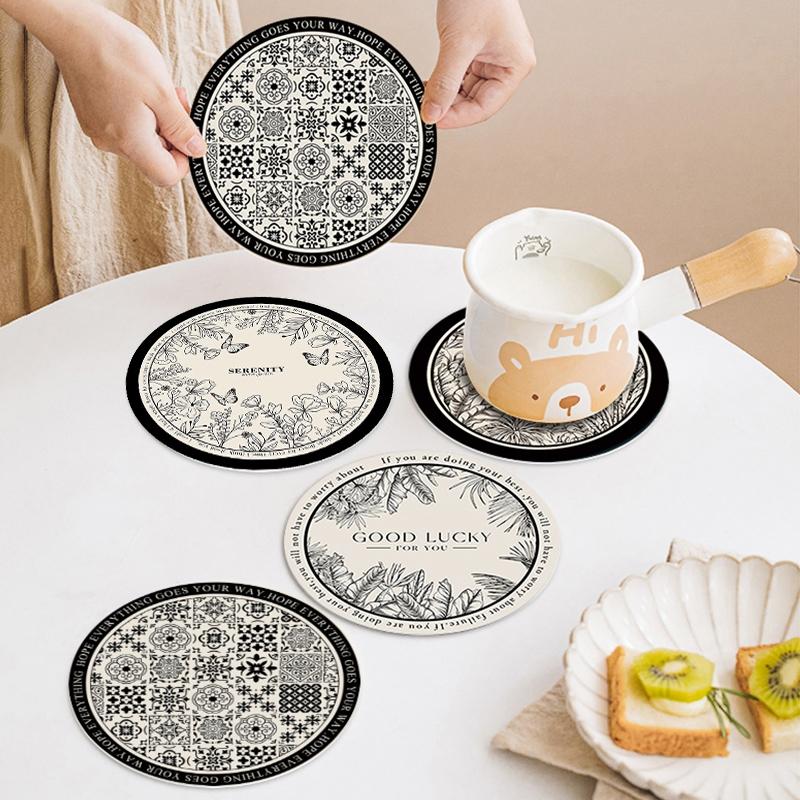 4pcs Round Coasters Anti Slip Placemats Modern Table Mat Dining Table Mat Round Drink Cup Coasters Mug Cup Pad Tableware Pads
