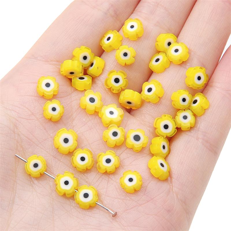 10 Stück 6mm Handgemachte Lampwork Glasanhänger Blumenperlen für DIY Halskette Armband Ohrring Schmuck Basteln