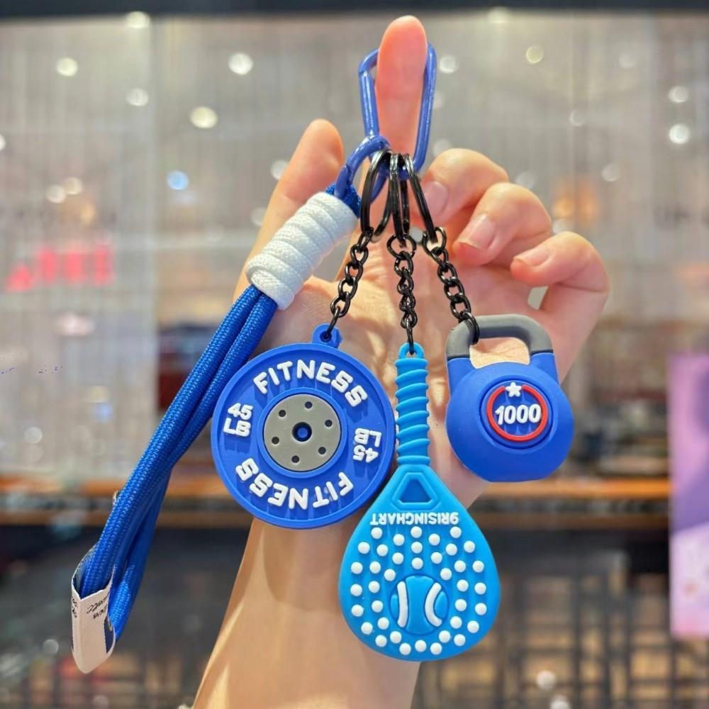 Fashion Dopamine Fitness Series Pendant Detachable Simulation Style Simulation Dumbbells Keyring with Buckle Bag Charm синий
