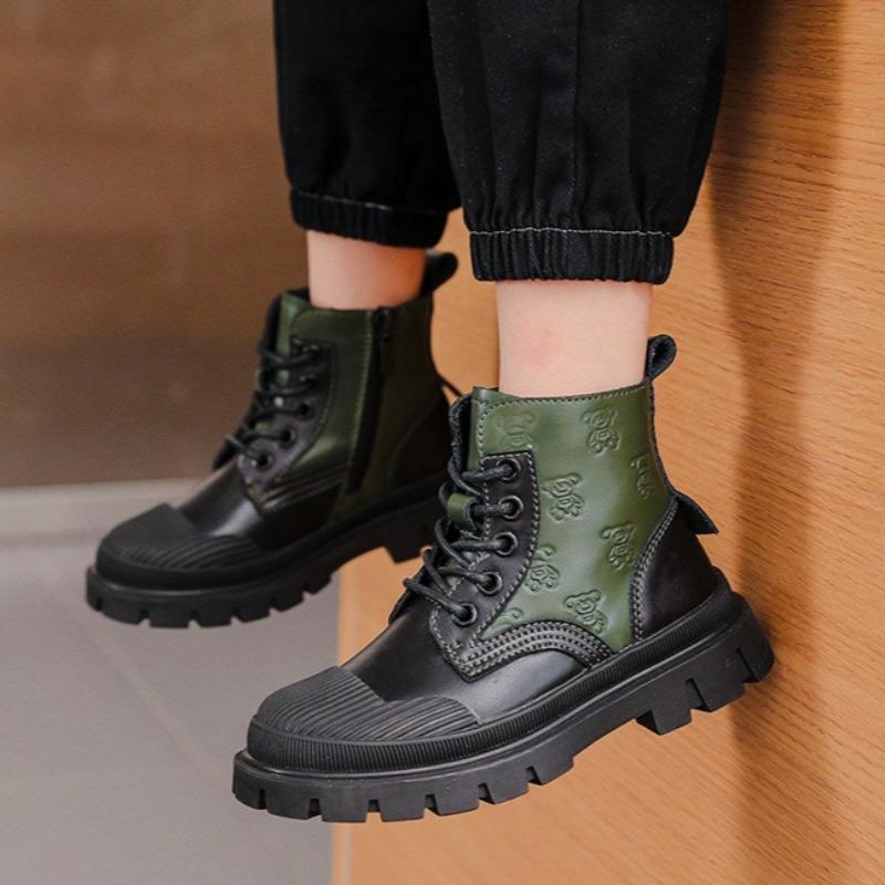 Children's British Style Velvet Ankle Boots Soft Sole Leather Boots