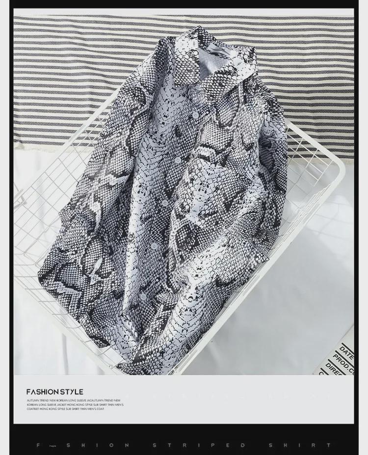 Korean Dark Mourning Snake Pattern Long Sleeve Shirt for Men - Spring/Autumn 2020