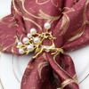 Christmas Fawn Napkin Ring, Metal Buckle Cloth Ring, Gold and Silver Pearl, Wedding Table Decoration, 12 PCs/Lot