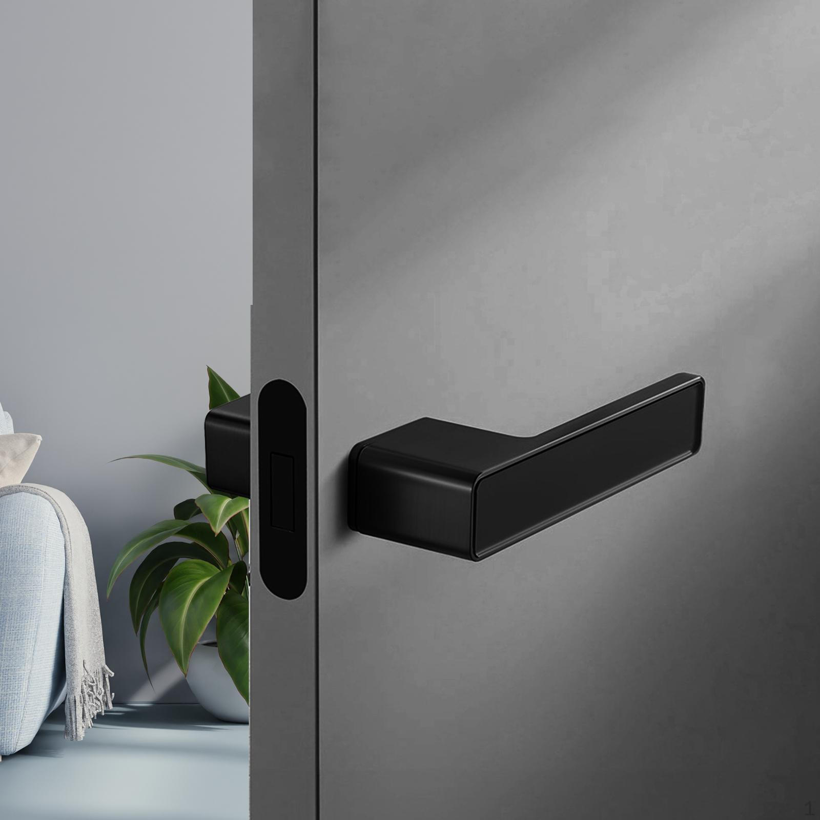 

Дверная ручка-кнопка с ключом Элегантные квадратные аксессуары Рычажный замок для спальни дома чёрный