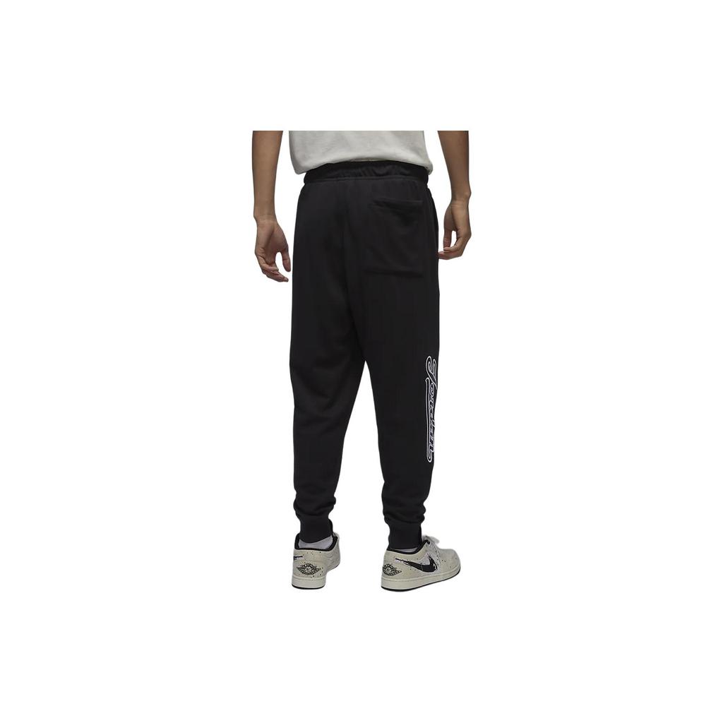 Jordan Flight MVP Solid Color Lace-Up Casual Tapered Baseball Style Knit Sports Pants Men Pants Black FN4670-010