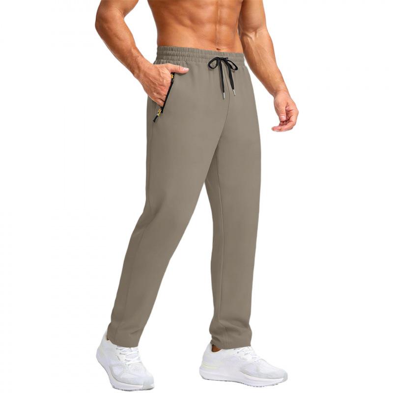 Mens Casual Breathable Solid Color Quick Dry Sports Long Pants
