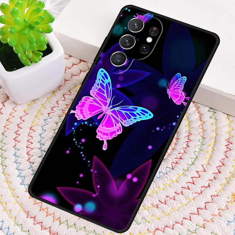 PRETTY NEON SPARKLY BUTTERFLIES Phone Case For Samsung Galaxy Note 10 Pro S26 S25 S24 S23 S22 Ultra Plus S21 FE S20 Cover