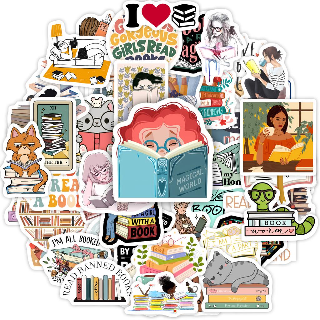 Reading Book Stickers Students School Season Diy Gift Toys Decoration Decal For Scrapbook Journal Laptop Phone Bottle Waterproof