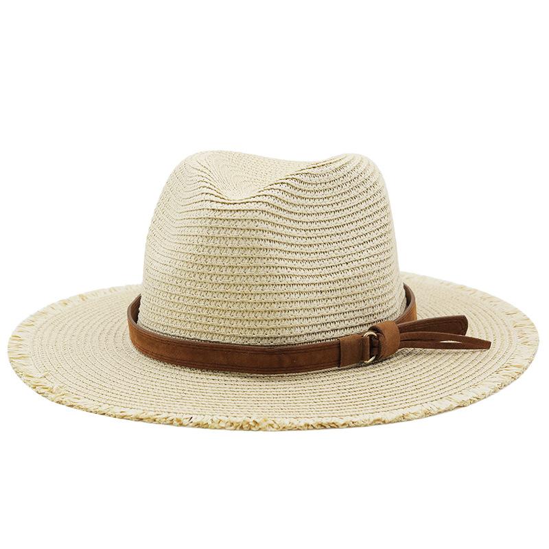 Spring and summer new outdoor travel sunshade burr edge jazz straw hat men and women sun protection big eaves hat