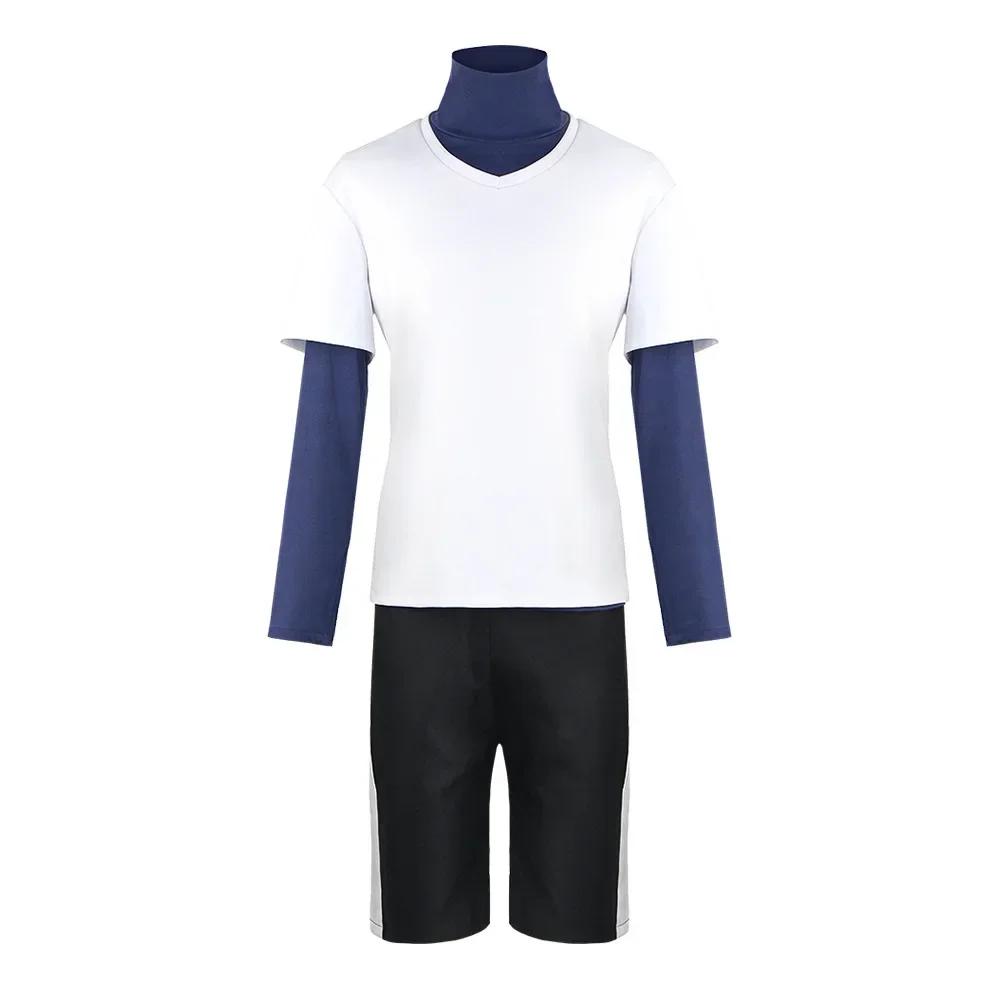 Hunter X Hunter Killua Zoldyck Cosplay Costume Number 99 Badge Halloween Christmas Party Cosplay Suit Shirt Short White Wig