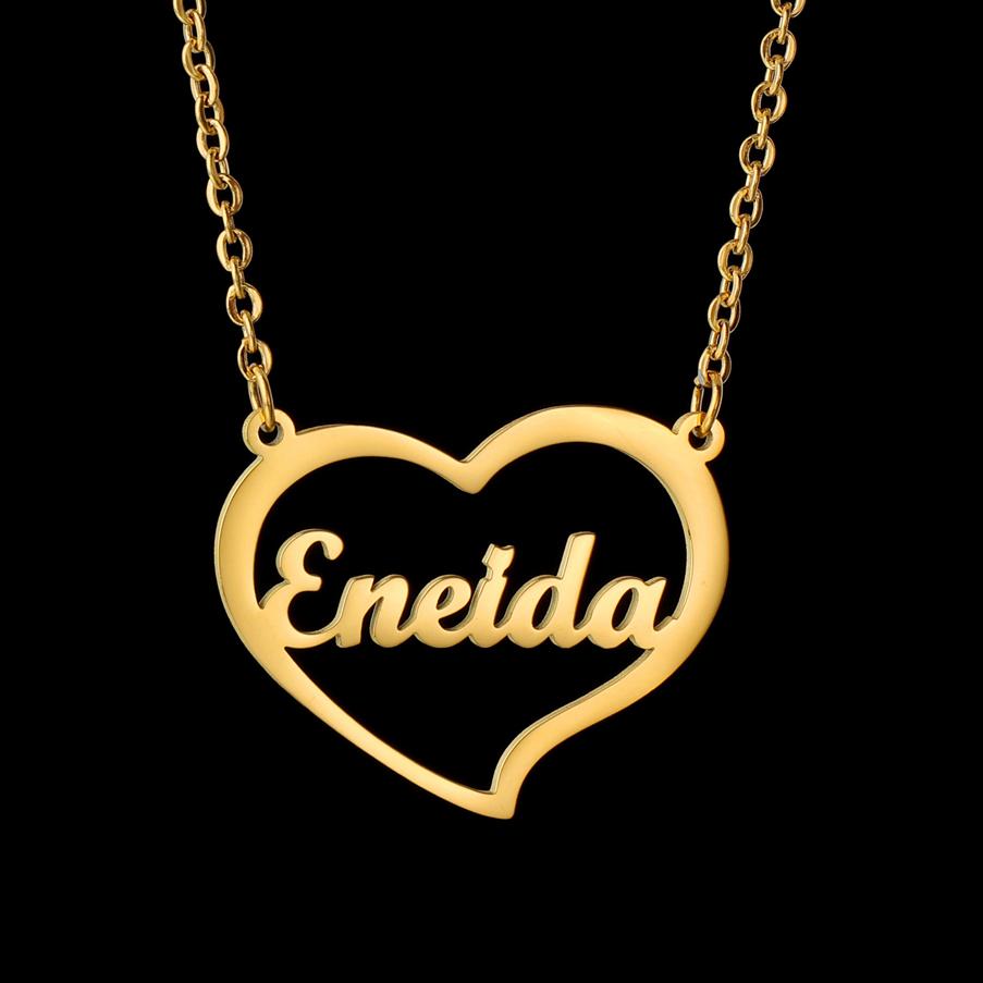 Atoztide Personalized Custom Rose Heart Name Necklaces for Women Stainless Steel Pendant Choker Link Chain Birthday Jewelry Gift
