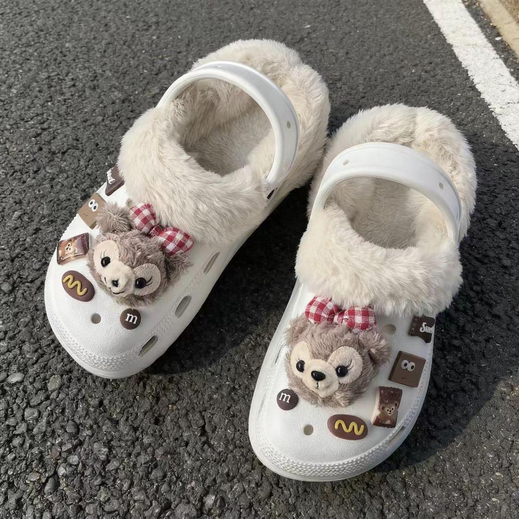 2025 Winter Plus Velvet Cotton Slippers, Outdoor Closed-Toe, 5cm Height Boost