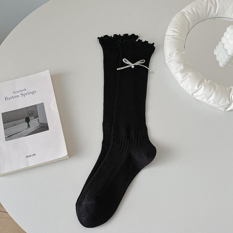 Girls Stacking Socks Women Lazy Sweet Bow Stockings Summer Thin Mary Jane Shoes Calf Socks