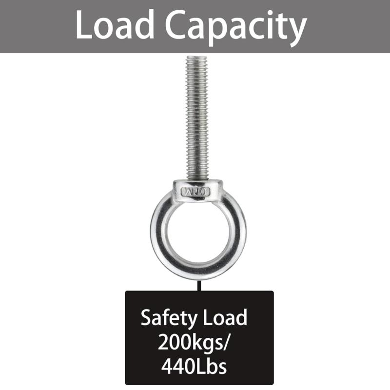 Bullone a occhio in metallo industriale M10X50mm 440 libbre Carico di lavoro sicuro Ferramenta di imbracatura sicura Bullone a occhio in metallo Fissaggio per esterni