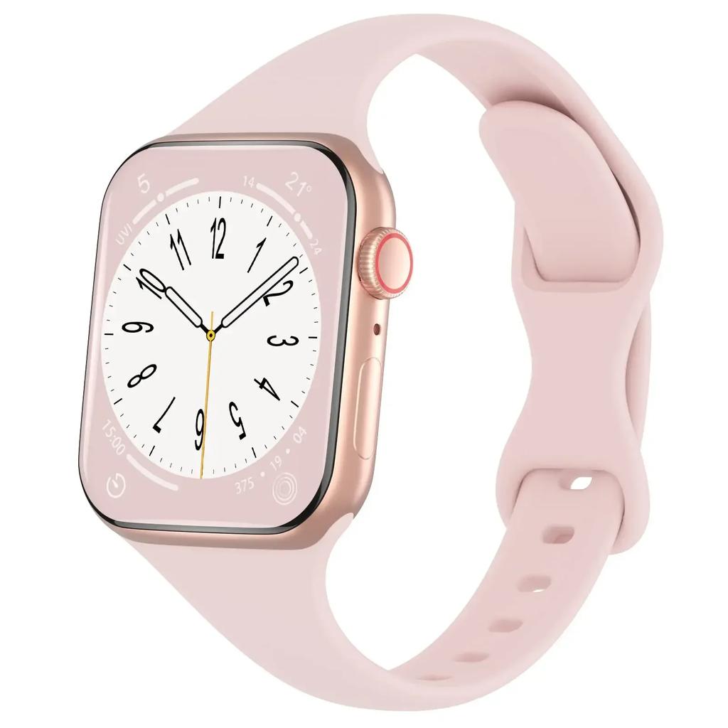 Dünnes Silikonarmband für Apple Watch 40 mm 44 mm 45 mm 41 mm 38 mm 42 mm, einfarbiges Armband für IWatch Serie 1 2 3 4 5 6 SE 7