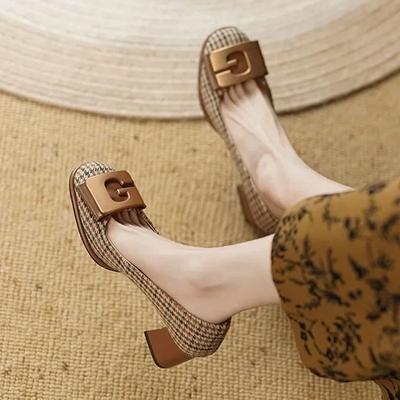 Fashion High Heels Women Shoes Elegant Dress Shoes 2024 Designer Summer Chunky Shallow Shoes New Brand Party Luxury Femme Zapatos Pumps