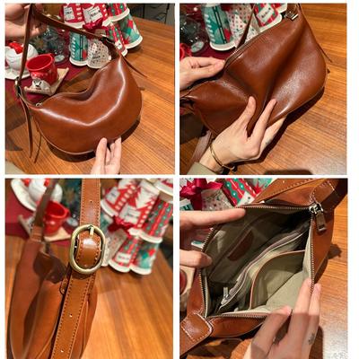 First Layer Cowhide Messenger Bag Women's New Women's Bag Retro Commuter Shoulder Bag Large Capacity Versatile Dumpling Bag