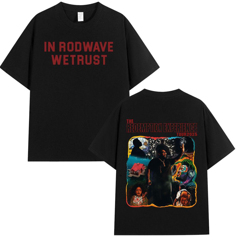 Rapper Rod Wave The Redemption Experience Tour 2025 Merch Tshirt Mens Hip Hop Fashion Pure Cotton Tshirt
