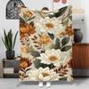 1pc Floral Pattern Blanket Polyester Fabric Machine Washable Suitable for Bedroom Living Room Decoration