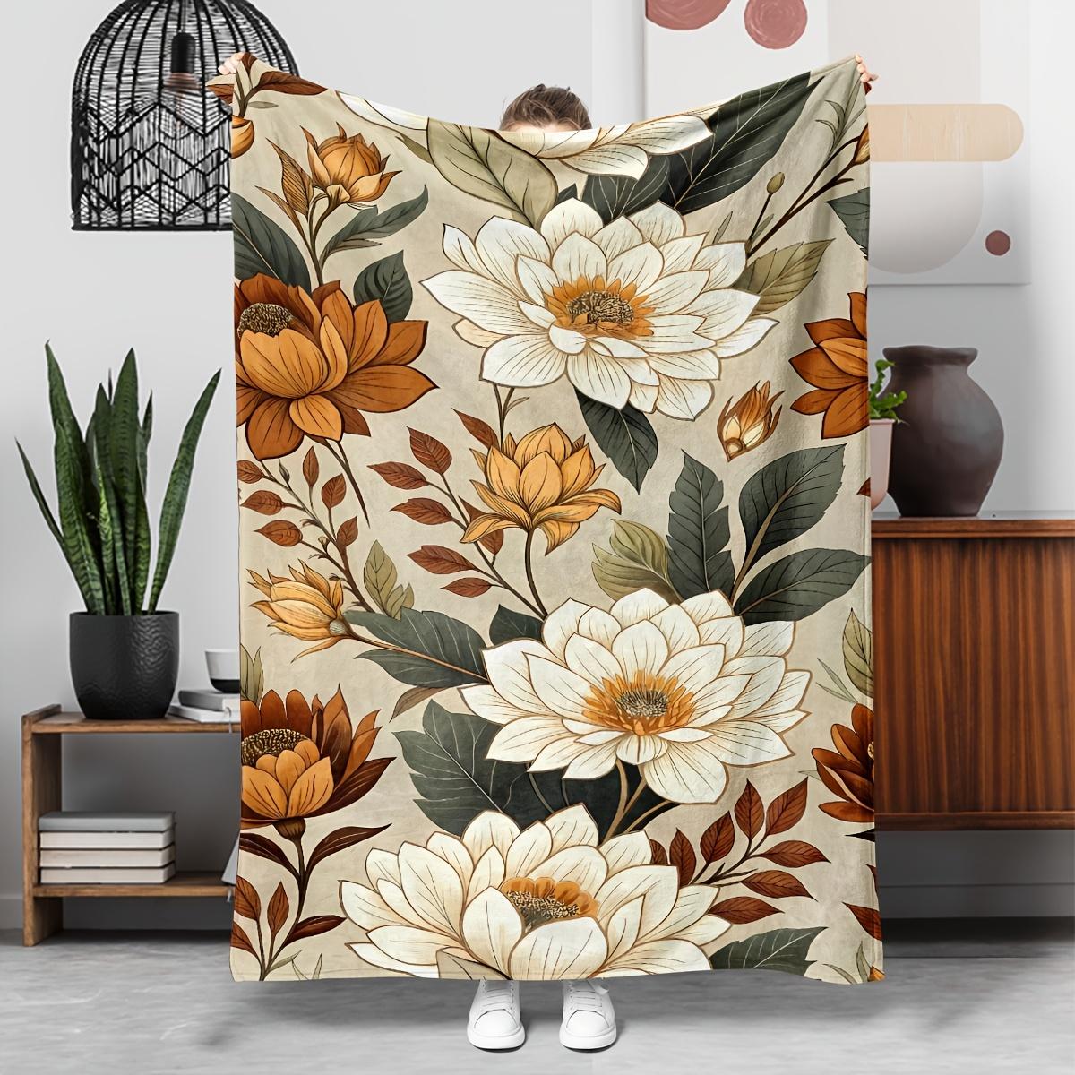 

1pc floral pattern blanket polyester fabric machine washable suitable for bedroom living room decoration 75x100cm