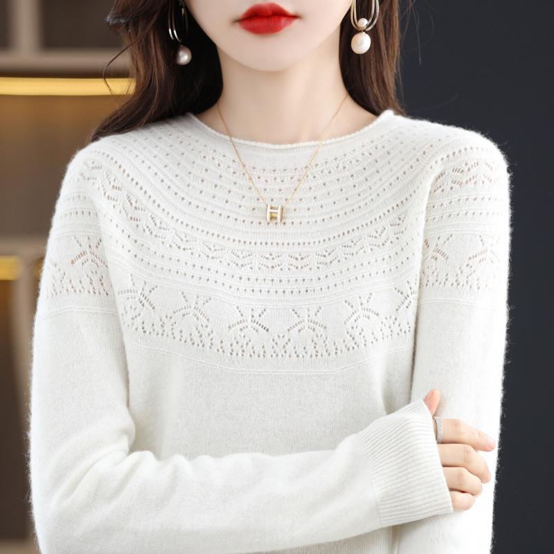 Γυναικείο πουλόβερ με στρογγυλή λαιμόκοψη, κασμίρι Qinghe, 30% κασμίρι 70% μαλλί, χειμερινό πλεκτό πουλόβερ φθινοπωρινό πουλόβερ κασμίρ πουλόβερ