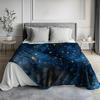 1pc Zeal Lily Flannel Blanket - Deep Blue Starry Night Sky with Golden Stars, Soft Warm All-Season Luxury Throw for Bed, Sofa